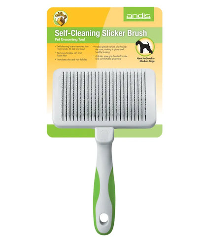Andis Self-Cleaning Slicker Brush | Professional Dog & Cat Grooming Brush | Removes Loose Hair, Mats & Tangles