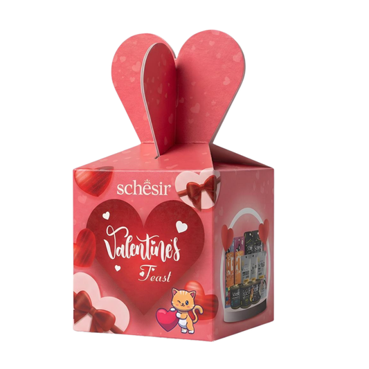Schesir After Dark Valentine's Feast '26 Gift Pack for Cats | Limited Edition | Complete Wet Food & Creamy Snacks | 1050g