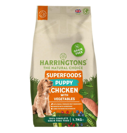 Harringtons Superfoods Puppy Chicken & Vegetables Grain Free | Freshly Prepared Chicken | 6 Superfoods | Sensitive Stomachs | 1.7kg-10kg