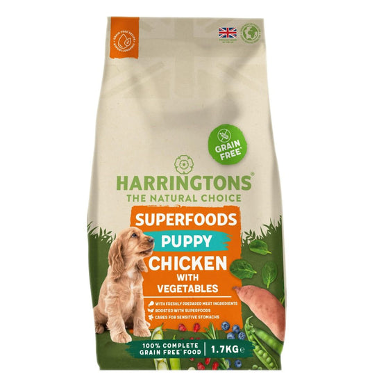 Harringtons Superfoods Puppy Chicken & Vegetables Grain Free | Freshly Prepared Chicken | 6 Superfoods | Sensitive Stomachs | 1.7kg-10kg