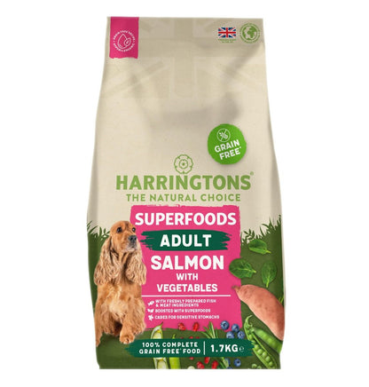 Harringtons Superfoods Adult Salmon & Vegetables Grain Free | Freshly Prepared Salmon | 6 Superfoods | Sensitive Stomachs | 1.7kg-12kg