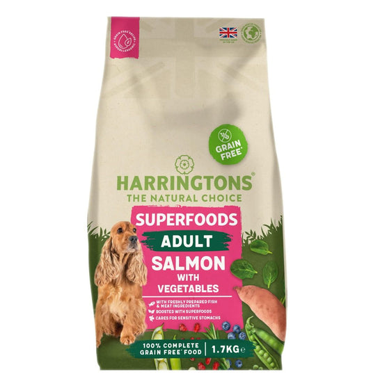 Harringtons Superfoods Adult Salmon & Vegetables Grain Free | Freshly Prepared Salmon | 6 Superfoods | Sensitive Stomachs | 1.7kg-12kg