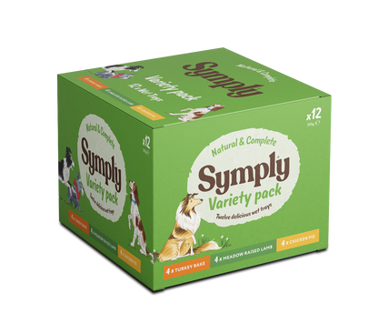 Symply Turkey Bake, Meadow Raised Lamb & Chicken Pie Variety Pack Wet Dog Food – 12 x 395g