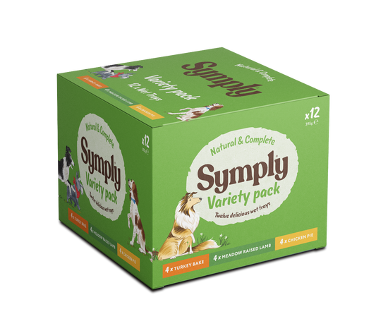 Symply Turkey Bake, Meadow Raised Lamb & Chicken Pie Variety Pack Wet Dog Food – 12 x 395g