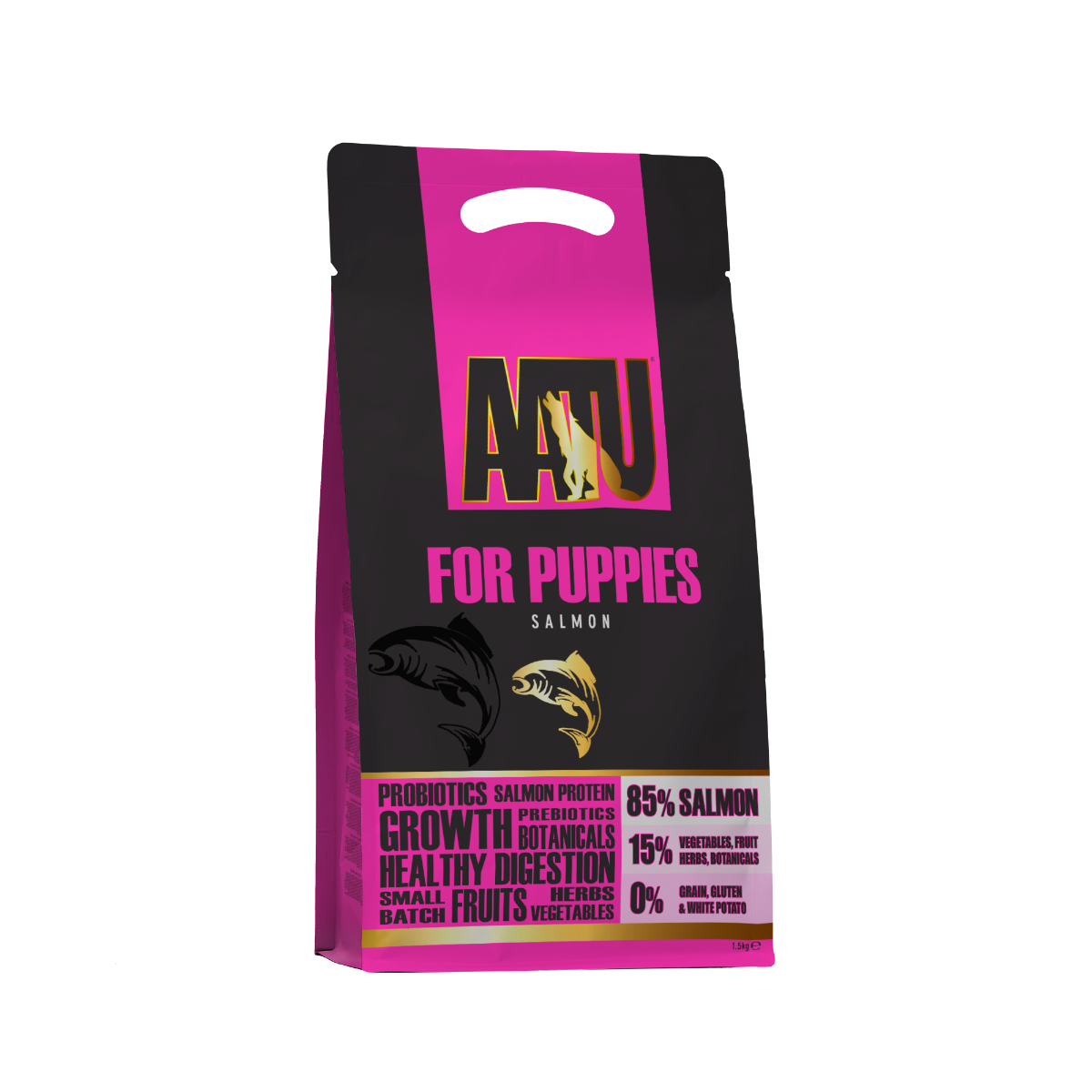 AATU For Puppies Salmon Dry Puppy Food | 85% Salmon | Prebiotics & Probiotics | 1.5kg