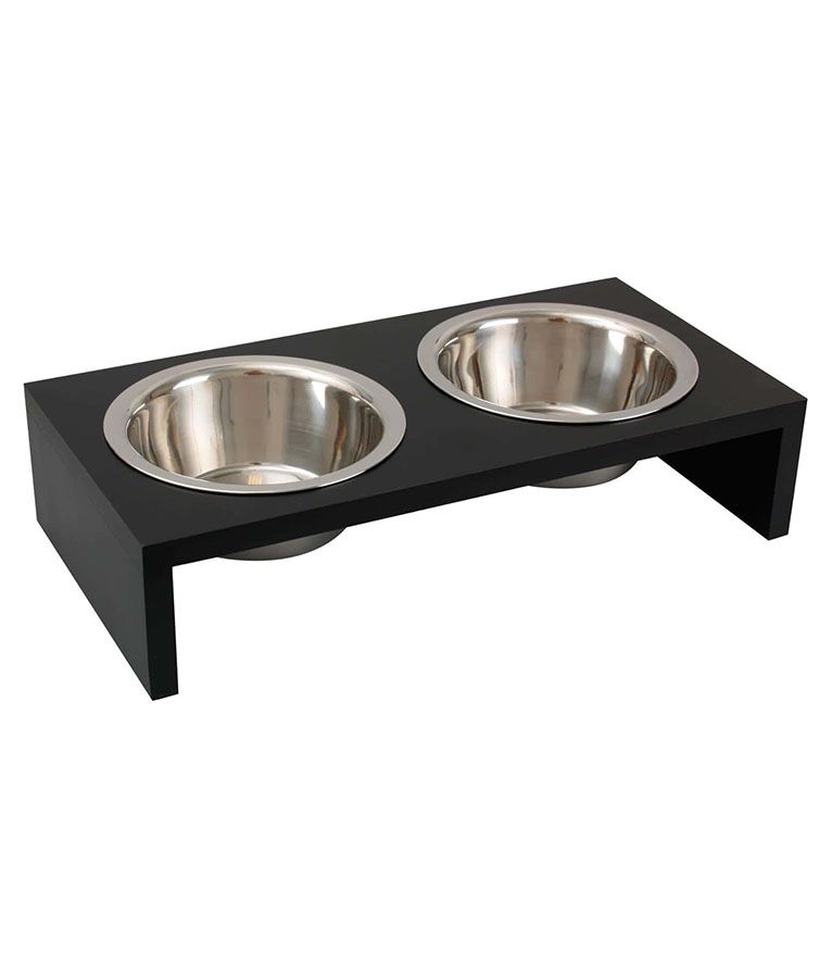 Flamingo Duo Dinner Stand Kobushi Dog Bowl | Elevated Double Dog Bowls with Removable Stainless Steel