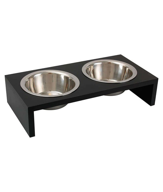 Flamingo Duo Dinner Stand Kobushi Dog Bowl | Elevated Double Dog Bowls with Removable Stainless Steel