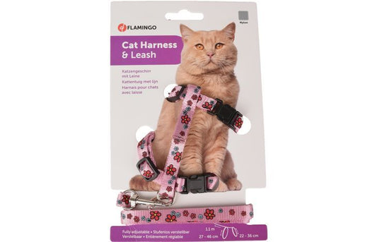 Flamingo Ziggi Flower Cat Harness & Leash | Adjustable Cat Harness with Floral Design