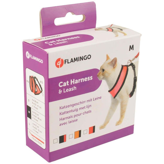 Flamingo Harms Cat Harness & Leash Orange & Black | Adjustable Safety Cat Vest