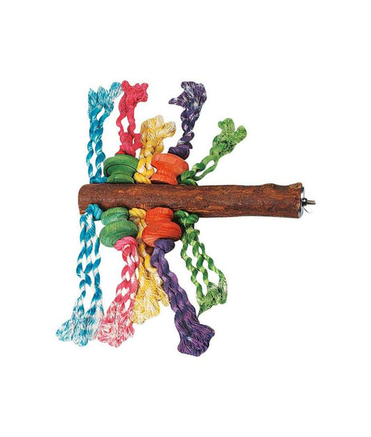Flamingo Perch with Beads Bird Toy | Colorful Wooden Perch with Beads for Parrots & Parakeets
