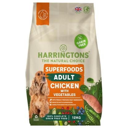 Harringtons Superfoods Adult Chicken & Vegetables Grain Free 1.7kg | Freshly Prepared Chicken | 6 Superfoods | Sensitive Stomachs | 1.7kg-12kg