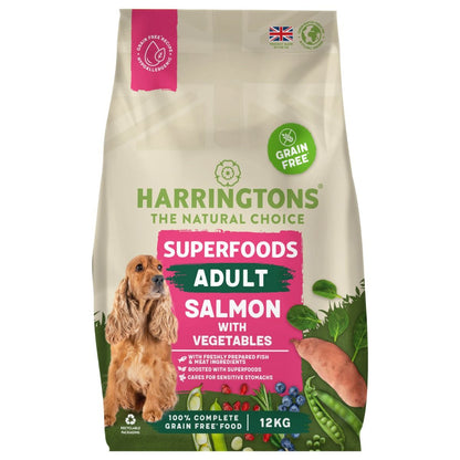 Harringtons Superfoods Adult Salmon & Vegetables Grain Free | Freshly Prepared Salmon | 6 Superfoods | Sensitive Stomachs | 1.7kg-12kg