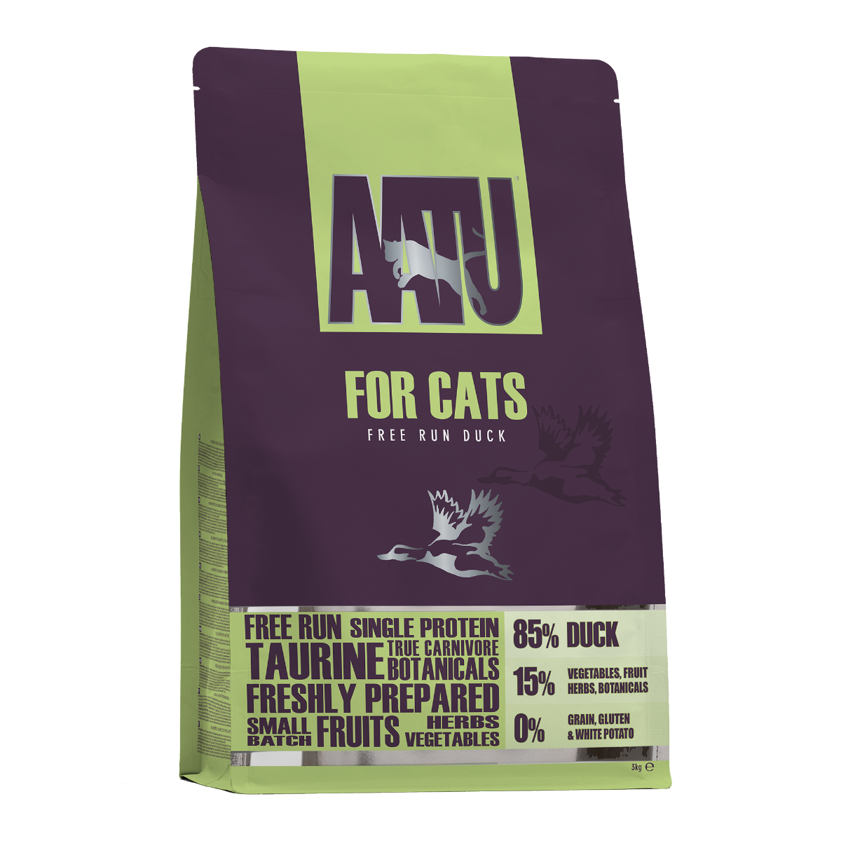 AATU Free Run Duck Dry Cat Food | 85% Duck | Single Protein | Grain-Free | 3kg