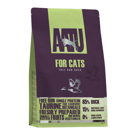AATU Free Run Duck Dry Cat Food | 85% Duck | Single Protein | Grain-Free | 3kg