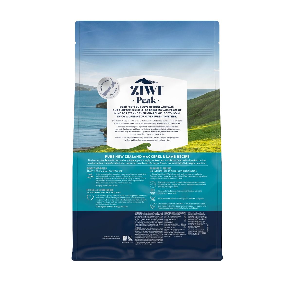 ZIWI Peak Air-Dried Mackerel & Lamb Recipe Dry Dog Food (1kg/2.5kg/4kg)
