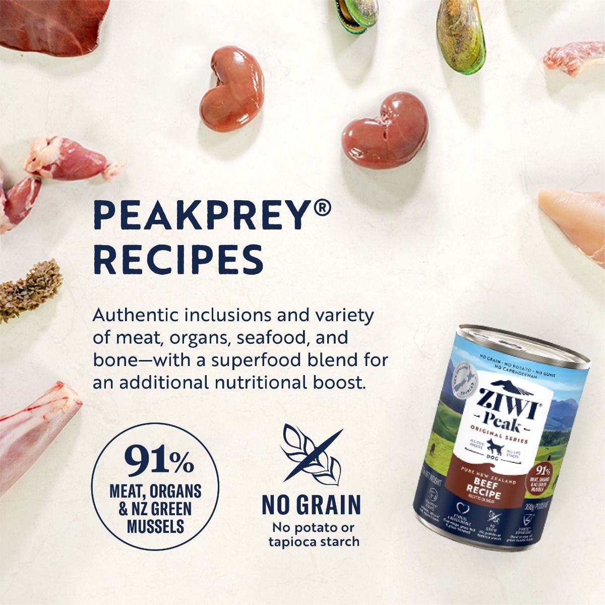 ZIWI Peak Beef Recipe Wet Dog Food (170g/390g)