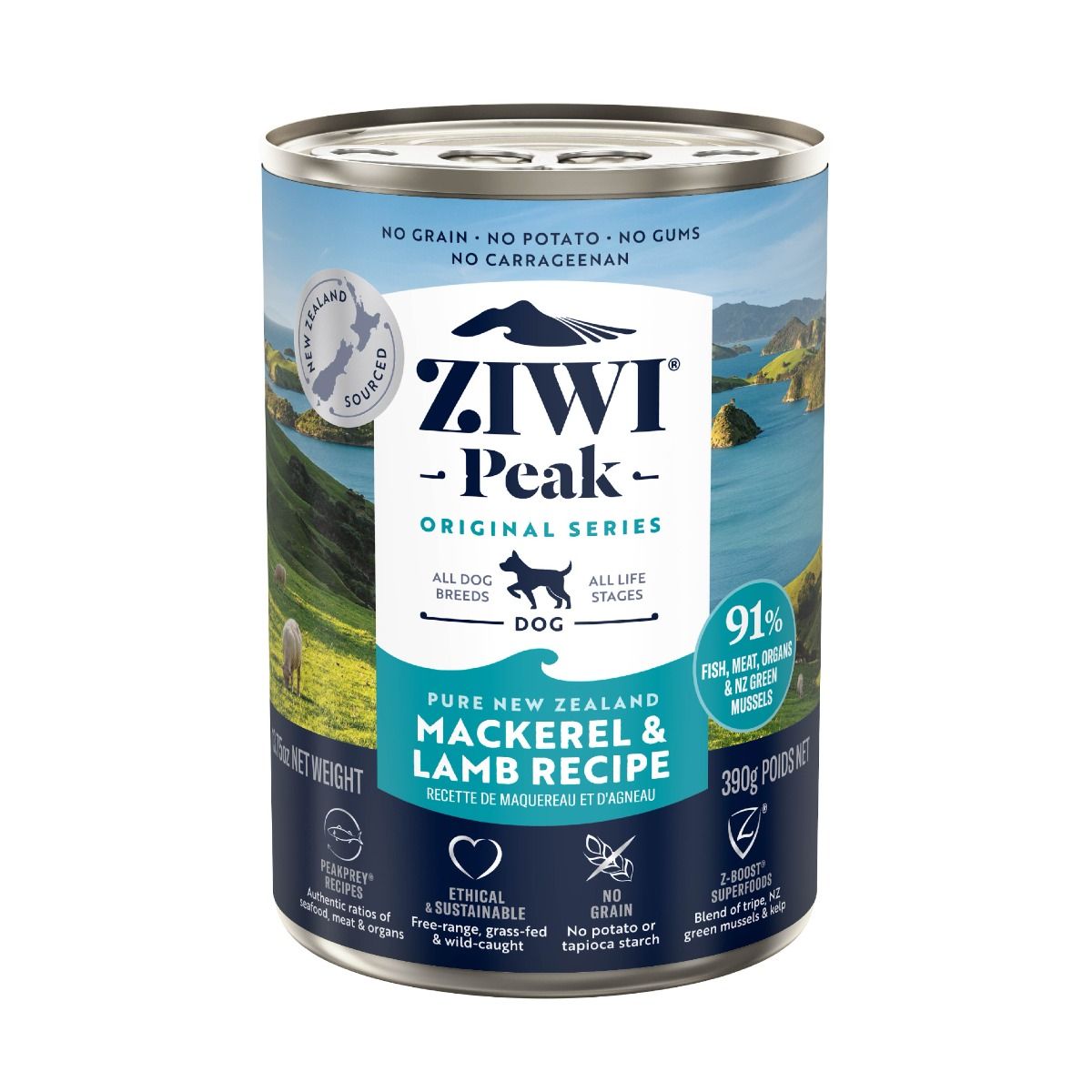 ZIWI Peak Mackerel & Lamb Recipe Wet Dog Food (170g/390g)