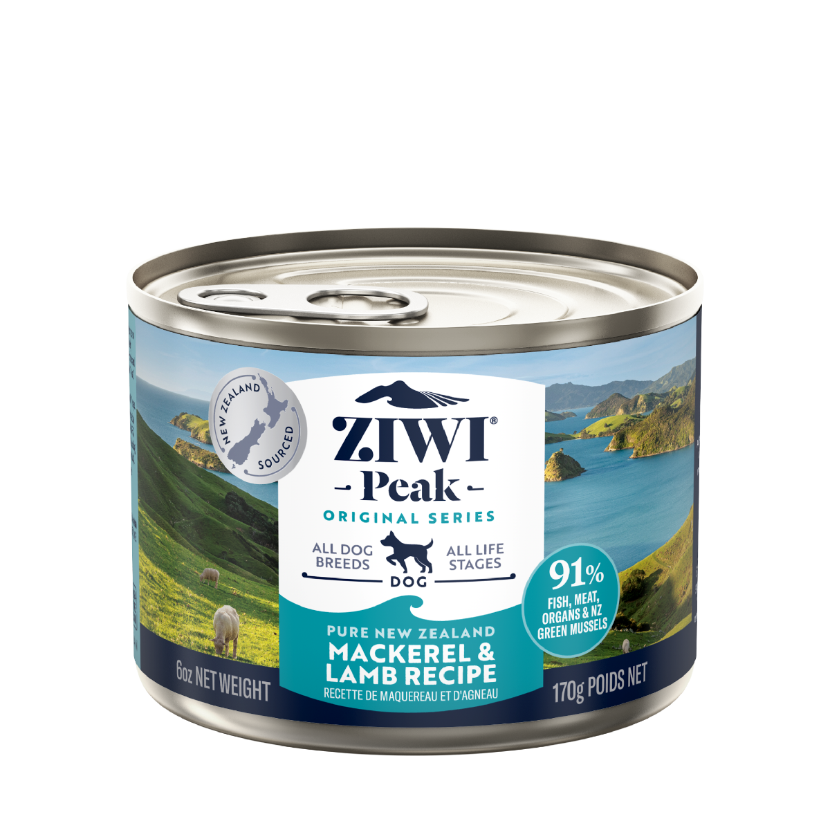 ZIWI Peak Mackerel & Lamb Recipe Wet Dog Food (170g/390g)
