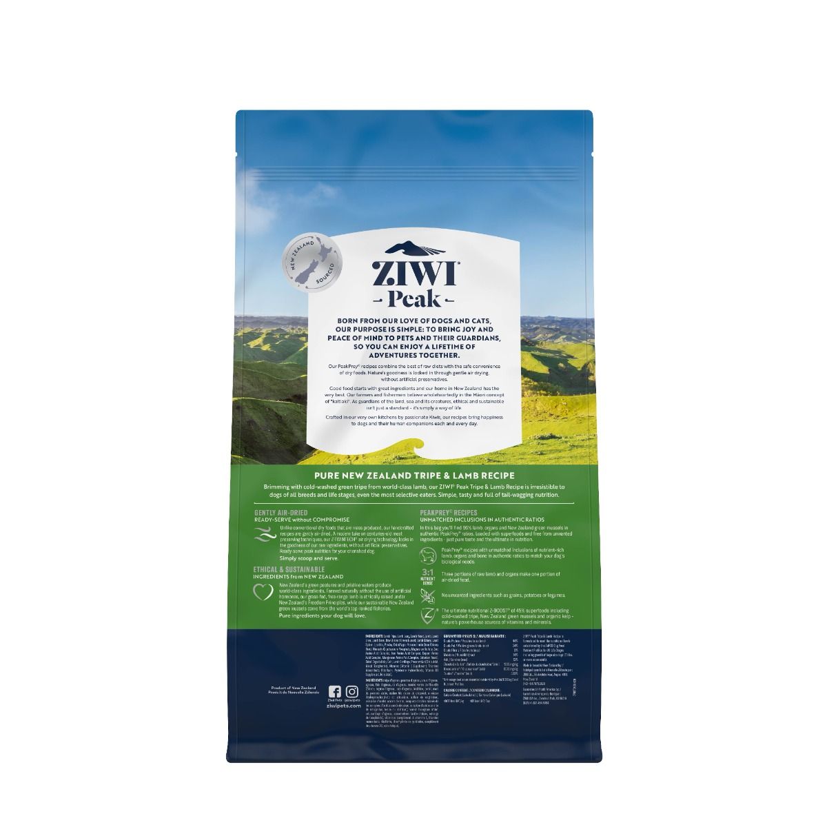 ZIWI Peak Air-Dried Tripe & Lamb Recipe Dry Dog Food (1kg/2.5kg)