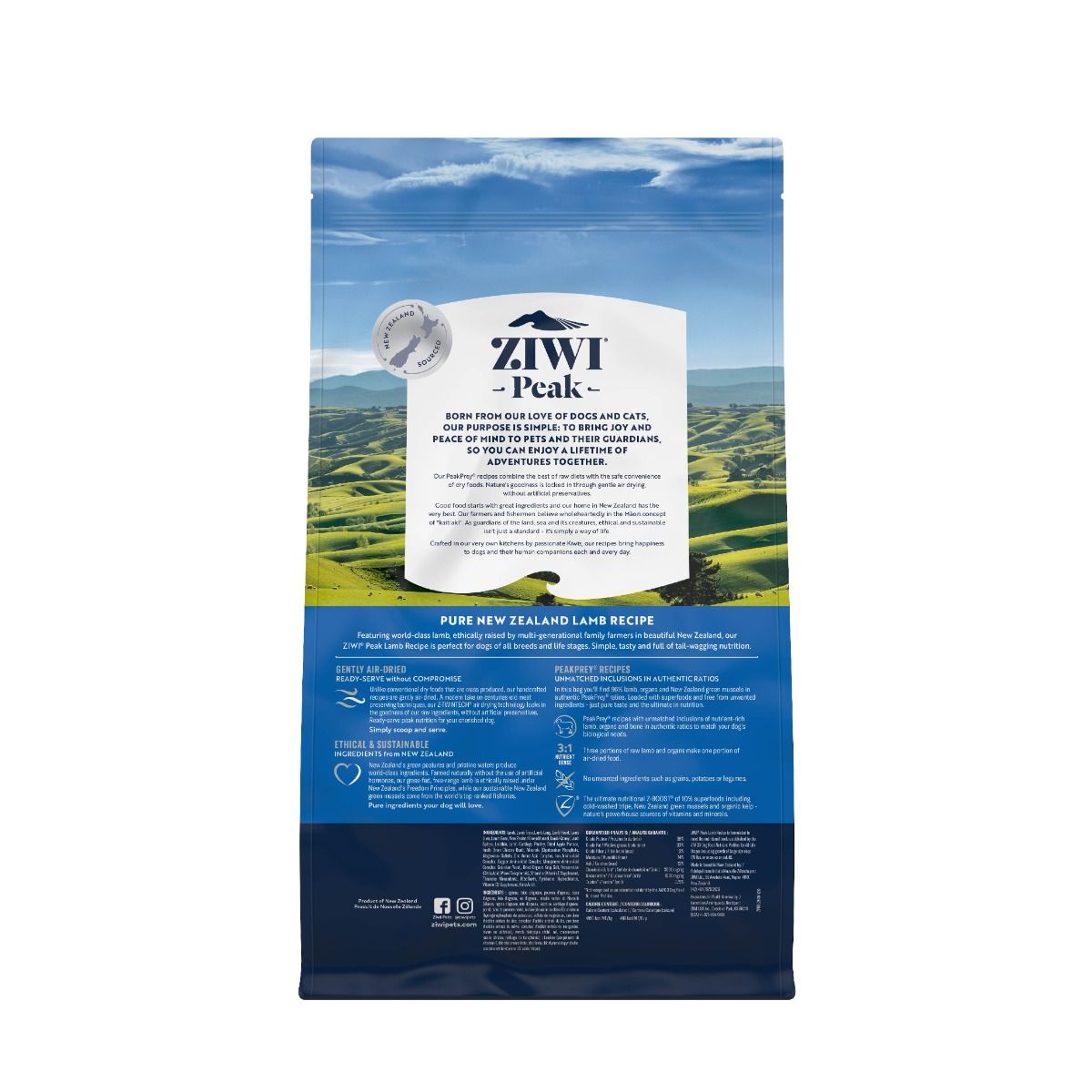 ZIWI Peak Air-Dried Lamb Recipe Dry Dog Food (1kg/2.5kg/4kg)