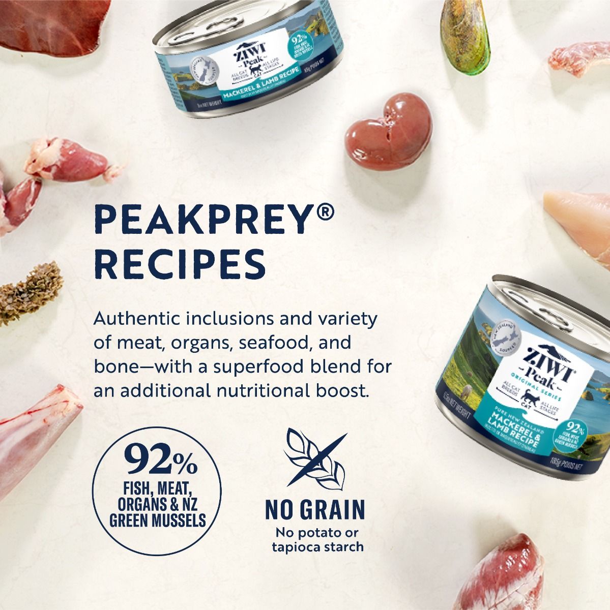 ZIWI Peak Mackerel & Lamb Recipe Wet Cat Food 185g