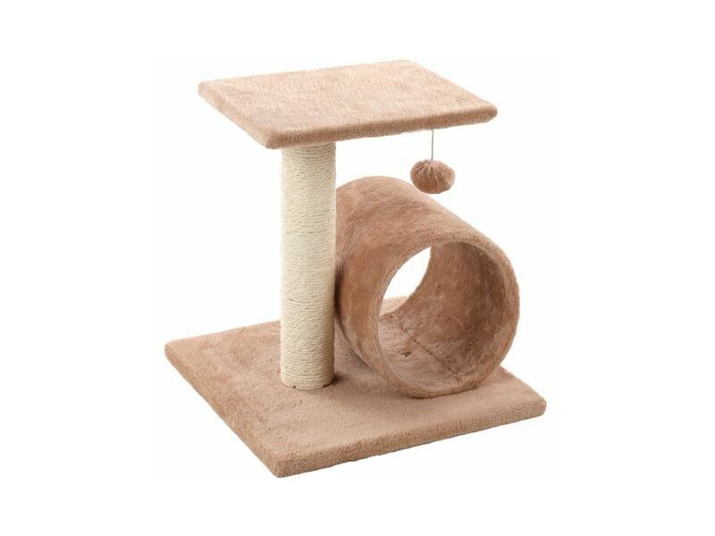 Flamingo Triolet Beige Cat Scratching Tree | Compact 40cm Small Cat Tower with Sisal