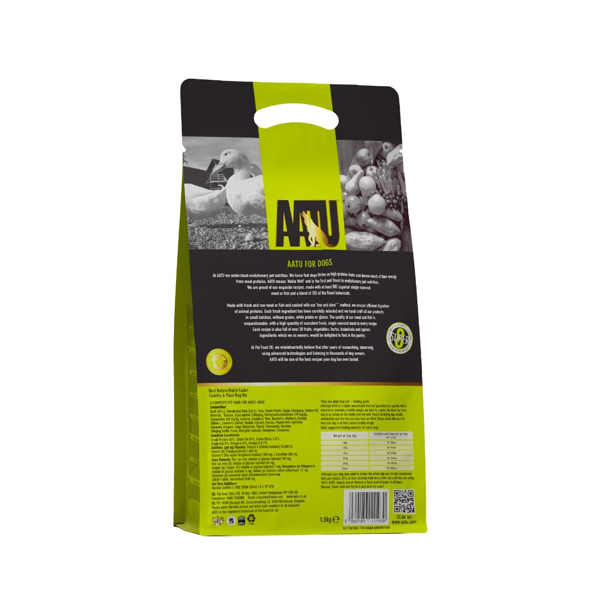 AATU Free Run Duck Dry Dog Food | 80% Duck | Grain-Free | 1.5kg–5kg