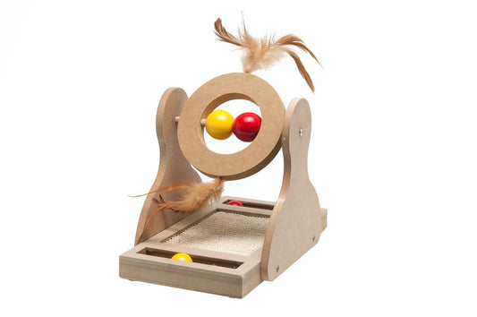 Flamingo Willa Wooden Scratch Tumbler Cat Toy | Natural Wooden Cat Toy