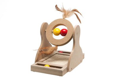 Flamingo Willa Wooden Scratch Tumbler Cat Toy | Natural Wooden Cat Toy