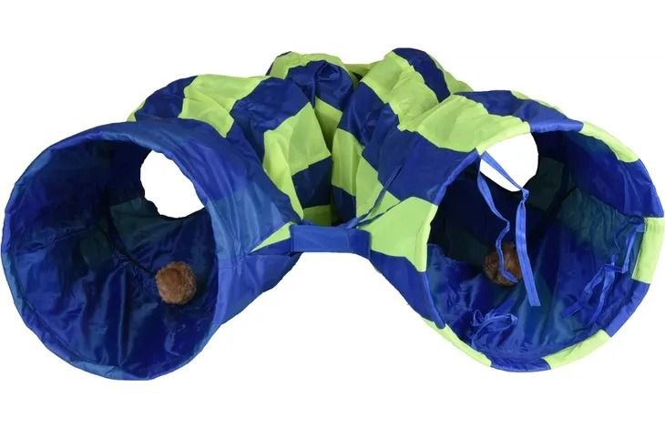 Flamingo Feline Tunnel with Ball Blue & Green Cat Toy | Interactive Play Tunnel with Catnip