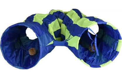 Flamingo Feline Tunnel with Ball Blue & Green Cat Toy | Interactive Play Tunnel with Catnip