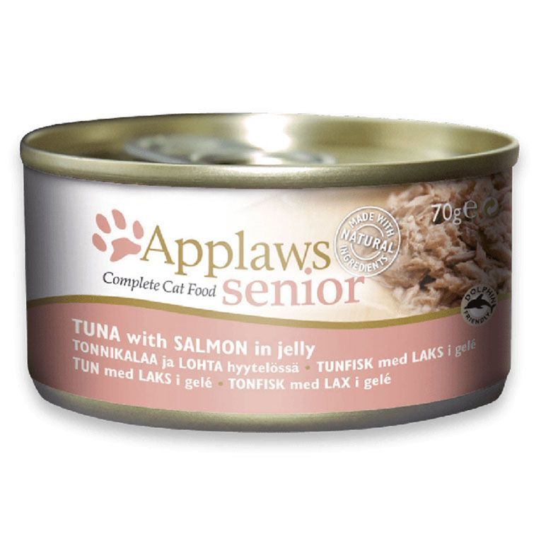 Applaws Natural Cat Food for Senior Cats | Tuna Fillet with Salmon in Jelly | Made with Natural Ingredients | 70g