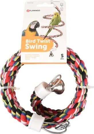 Flamingo Twister Perch Cotton Bird Twist Swing | Spiral Swing with Bell for Birds