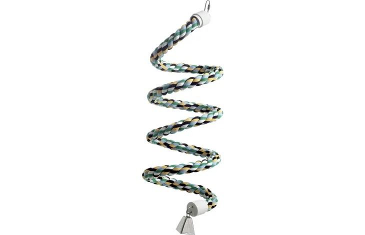Flamingo Twister Perch Cotton Bird Twist Swing | Spiral Swing with Bell for Birds