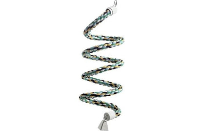 Flamingo Twister Perch Cotton Bird Twist Swing | Spiral Swing with Bell for Birds