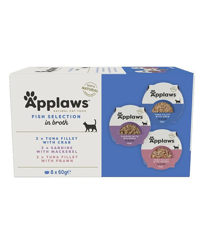 Applaws Fish Selection in Broth Adult Wet Cat Food | 100% Natural | 8 x 60g Pot Pack