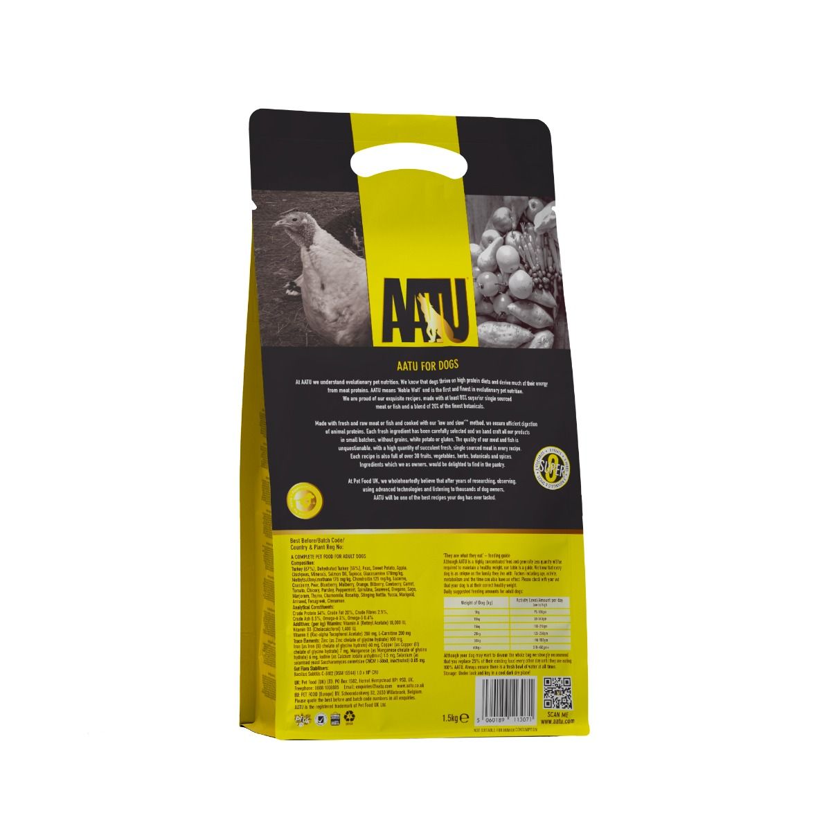 AATU Free Run Turkey Dry Dog Food | 80% Turkey | Single Protein | Grain-Free | 1.5kg-5kg