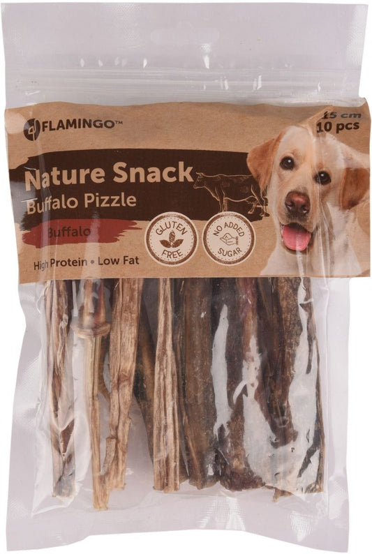 Flamingo Nature Snack Buffalo Pizzle Dog Treats | 100% Natural Buffalo Chews