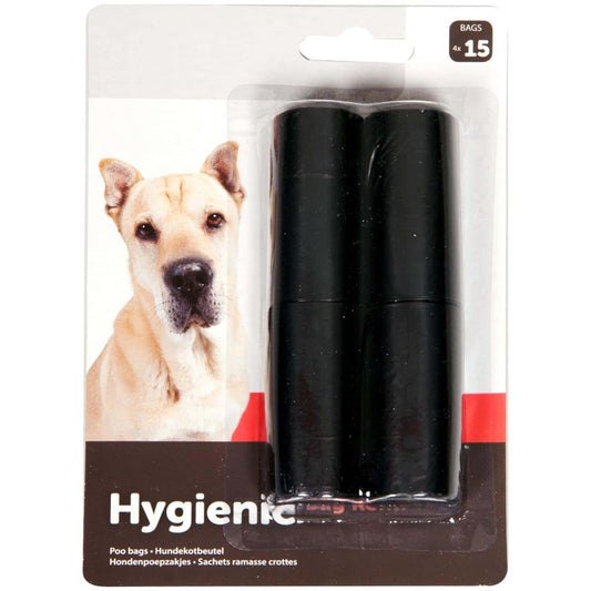 Flamingo Hygienic Dog Poop Bags Refill 4 x 15 Bags | Extra Strong & Leak-Proof Waste Bags