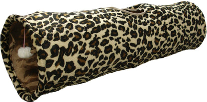 Flamingo Leopard Tunnel with Ball Brown Cat Toy | 90cm Collapsible Cat Tunnel with Crinkle Sounds