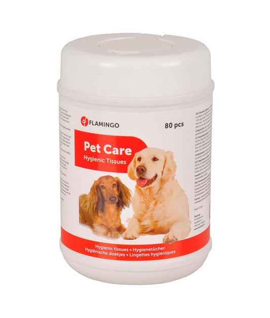 Flamingo Pet Care Hygienic Tissues 80pcs | Gentle Cleaning Wipes for Dogs & Cats