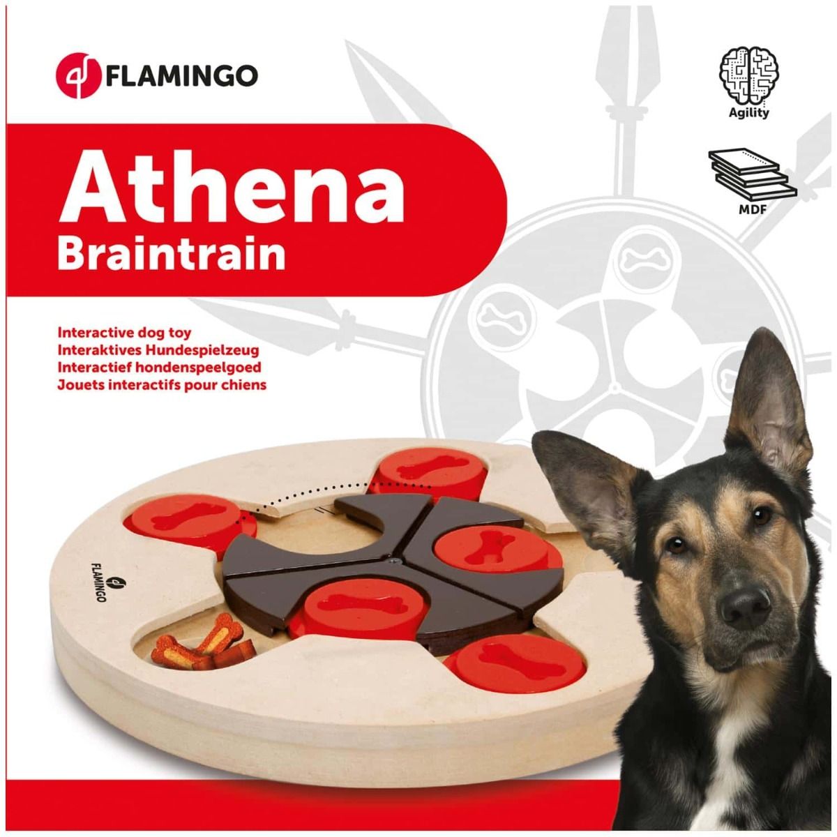 Flamingo Athena Brain Train Interactive Dog Toy | Puzzle Feeder for Mental Stimulation