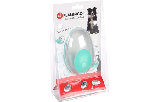 Flamingo Margo 2-in-1 Clean & Massage Dog Brush | Shampoo Dispenser Brush for Dogs
