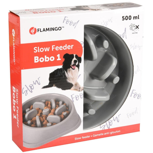 Flamingo Bobo 1 Dog Slow Feeder | Square Plastic Slow Feeder with Non-Slip Feet (500ml)