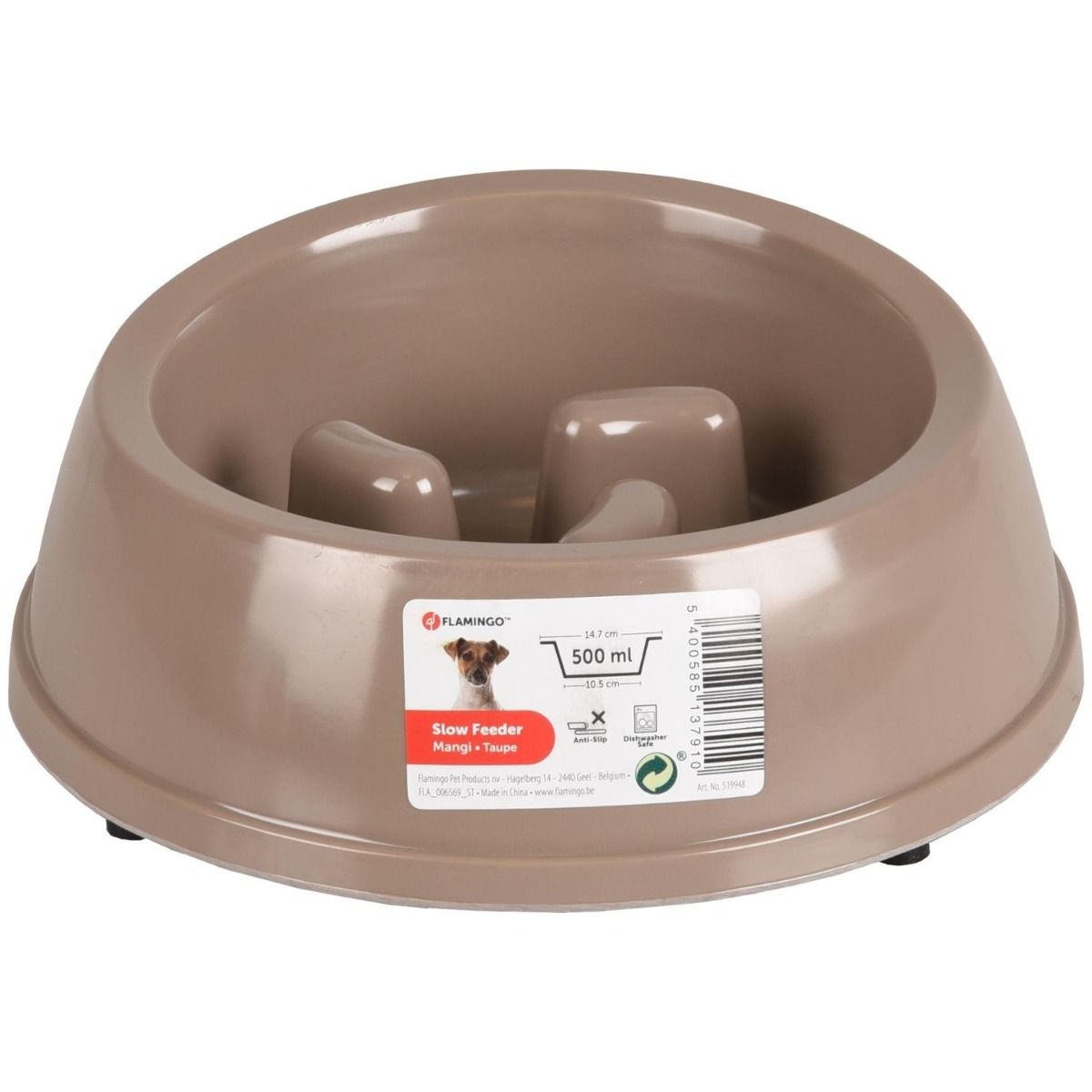 Flamingo Mangi Dog Slow Feeder | Melamine Slow Eating Bowl with Anti-Slip Base (500ml-1500ml)