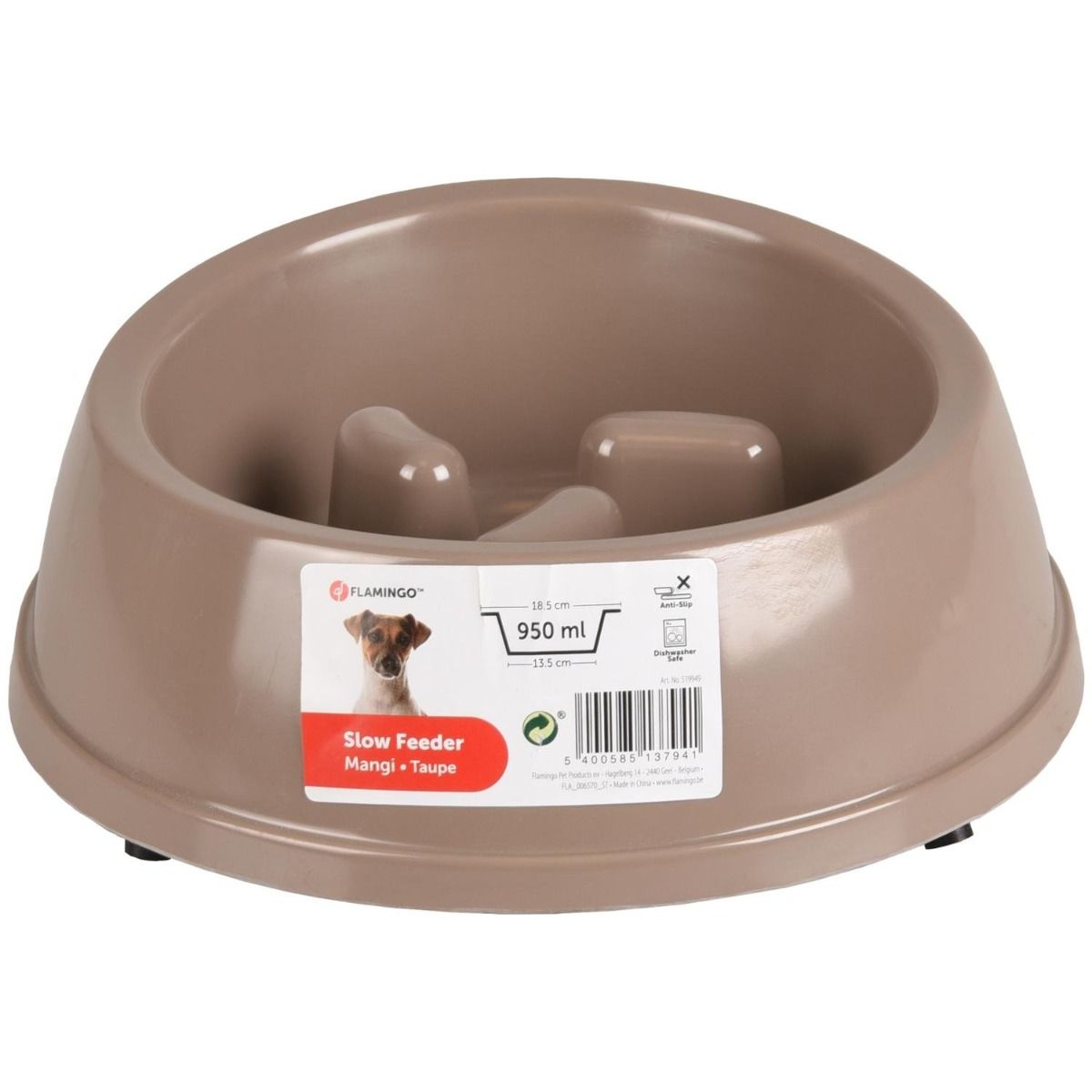 Flamingo Mangi Dog Slow Feeder | Melamine Slow Eating Bowl with Anti-Slip Base (500ml-1500ml)
