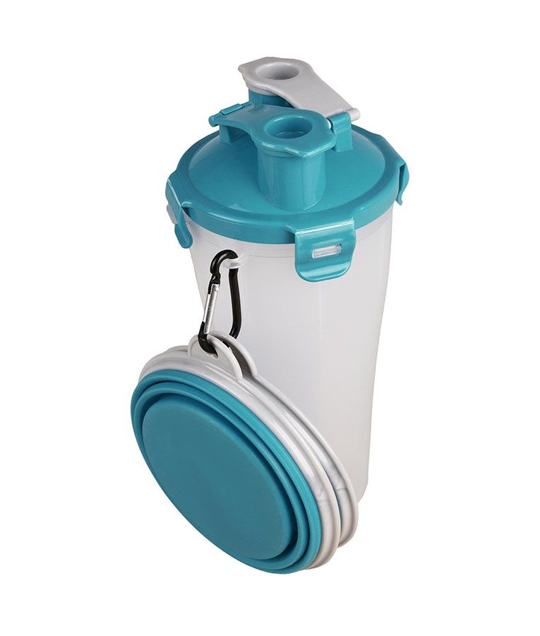 Flamingo 2-in-1 Trinka Traveling Bottle | Portable Pet Food & Water Container with Bowls