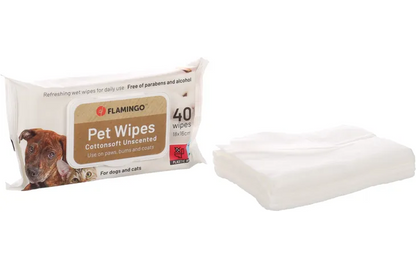 Flamingo Reini Universal Unscented Cat & Dog Pet Wipes 40pcs | Hypoallergenic Grooming Wipes