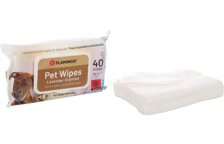 Flamingo Reini Universal Lavender Cat & Dog Pet Wipes 40pcs | Calming Lavender Grooming Wipes
