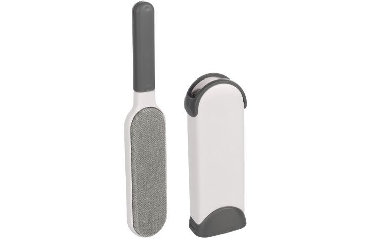 Flamingo Fura Cat Hair Remover White/Grey | Double-Sided Fabric Hair Remover with Tray